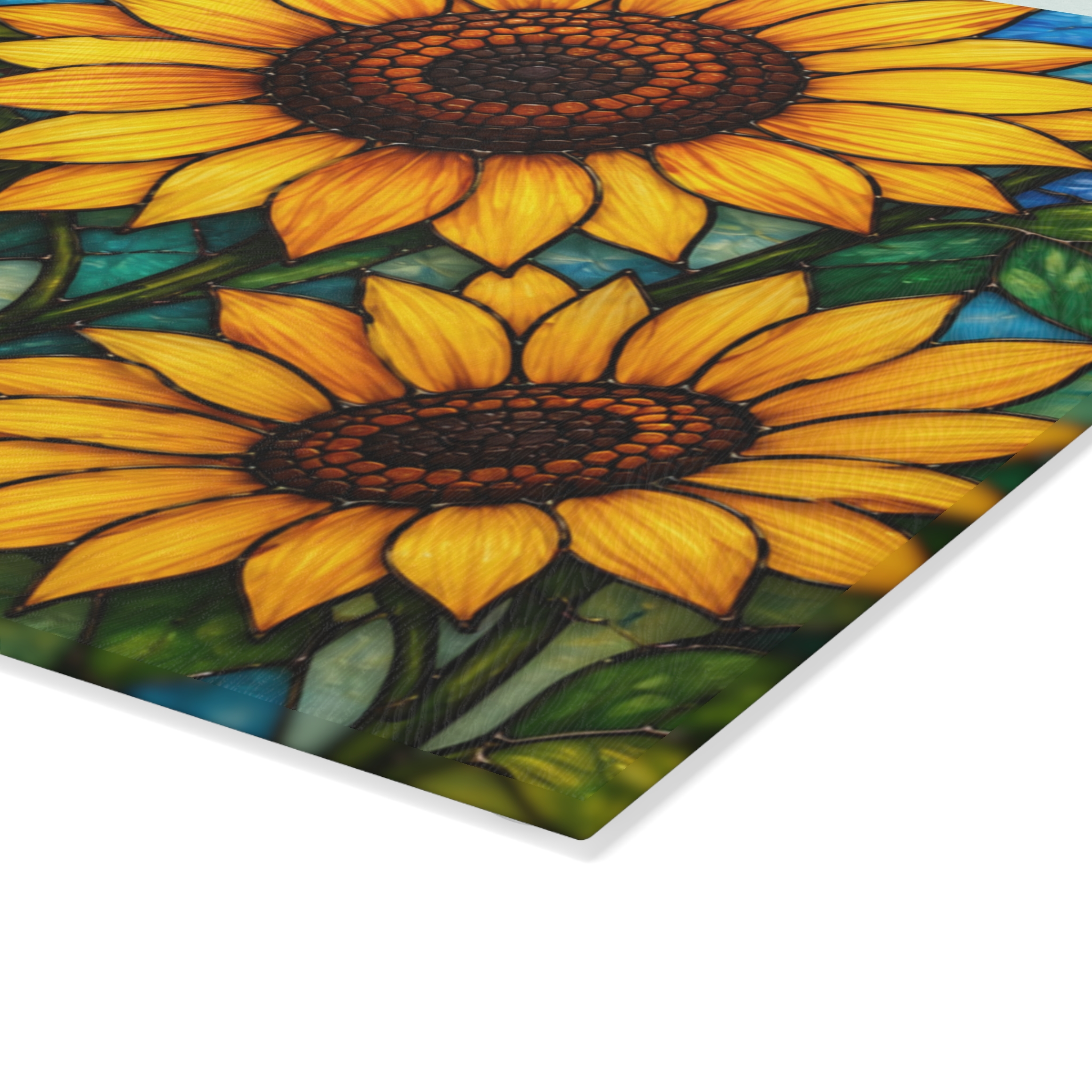 Sunflower Stained Glass Glass Cutting Board – Floral Kitchen Chopping Board