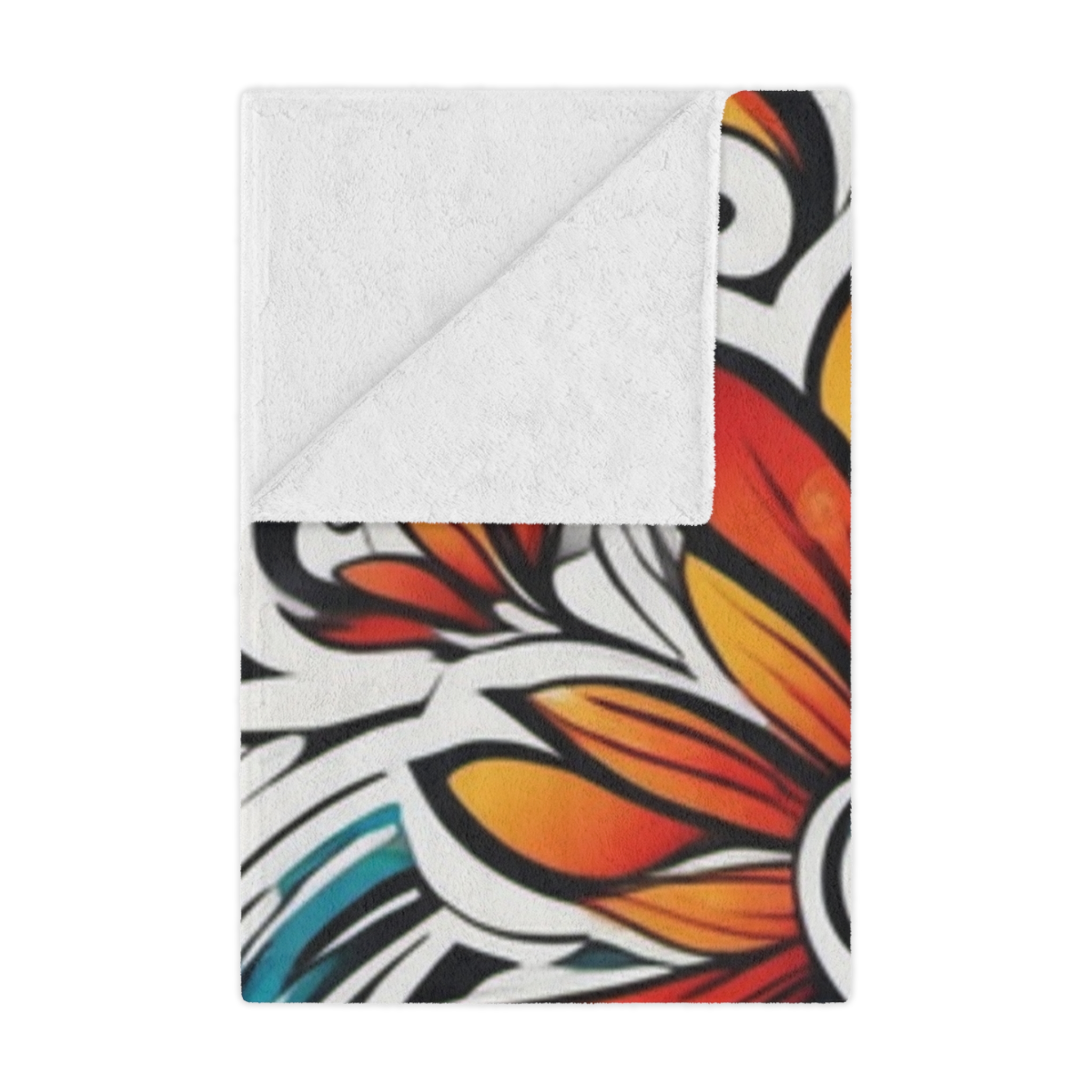 Floral Boho Minky Blanket – Vibrant Orange & Teal Flower Throw - Image 11