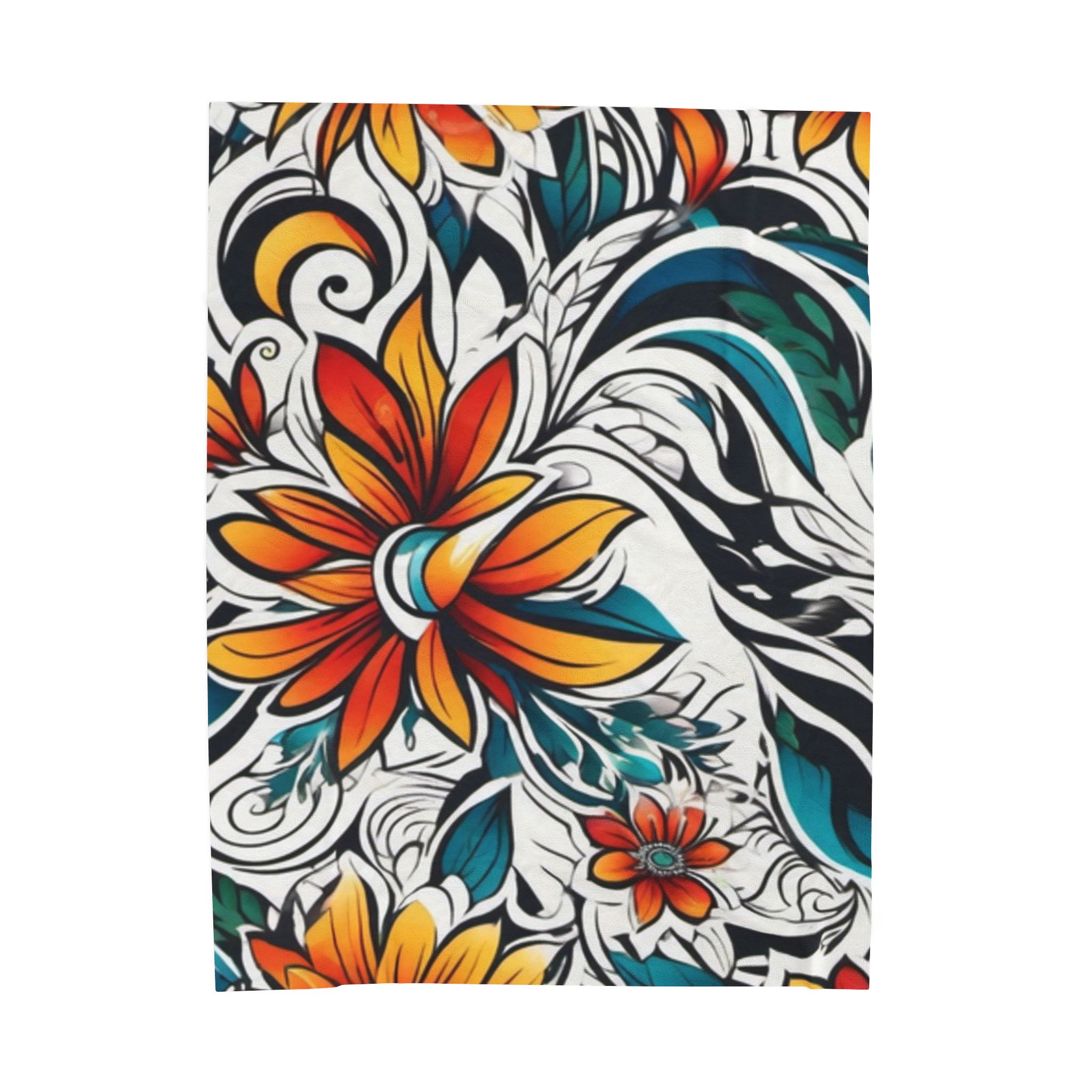 Floral Velveteen Plush Blanket — Vibrant Tropical Flower Throw - Image 5