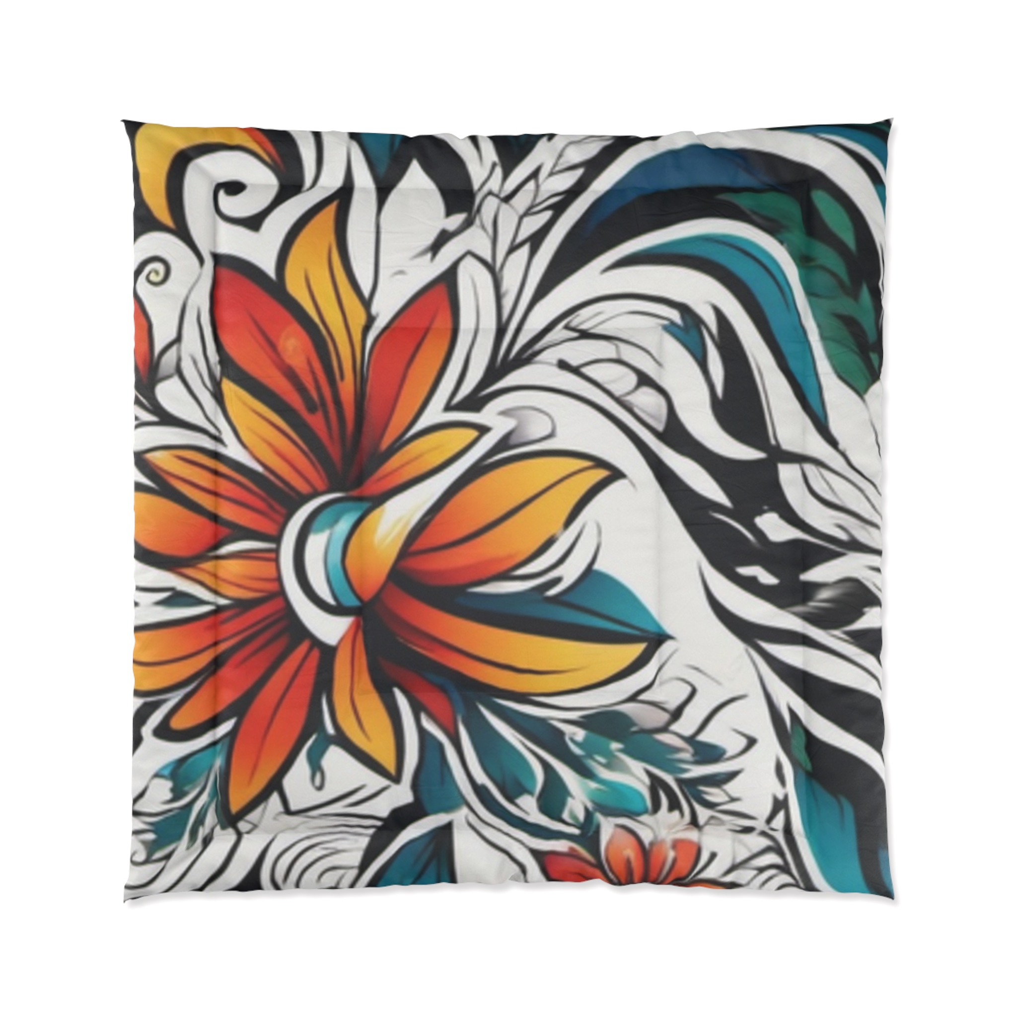 Floral Surf Comforter — Bold Tropical Flower Bedding - Image 3