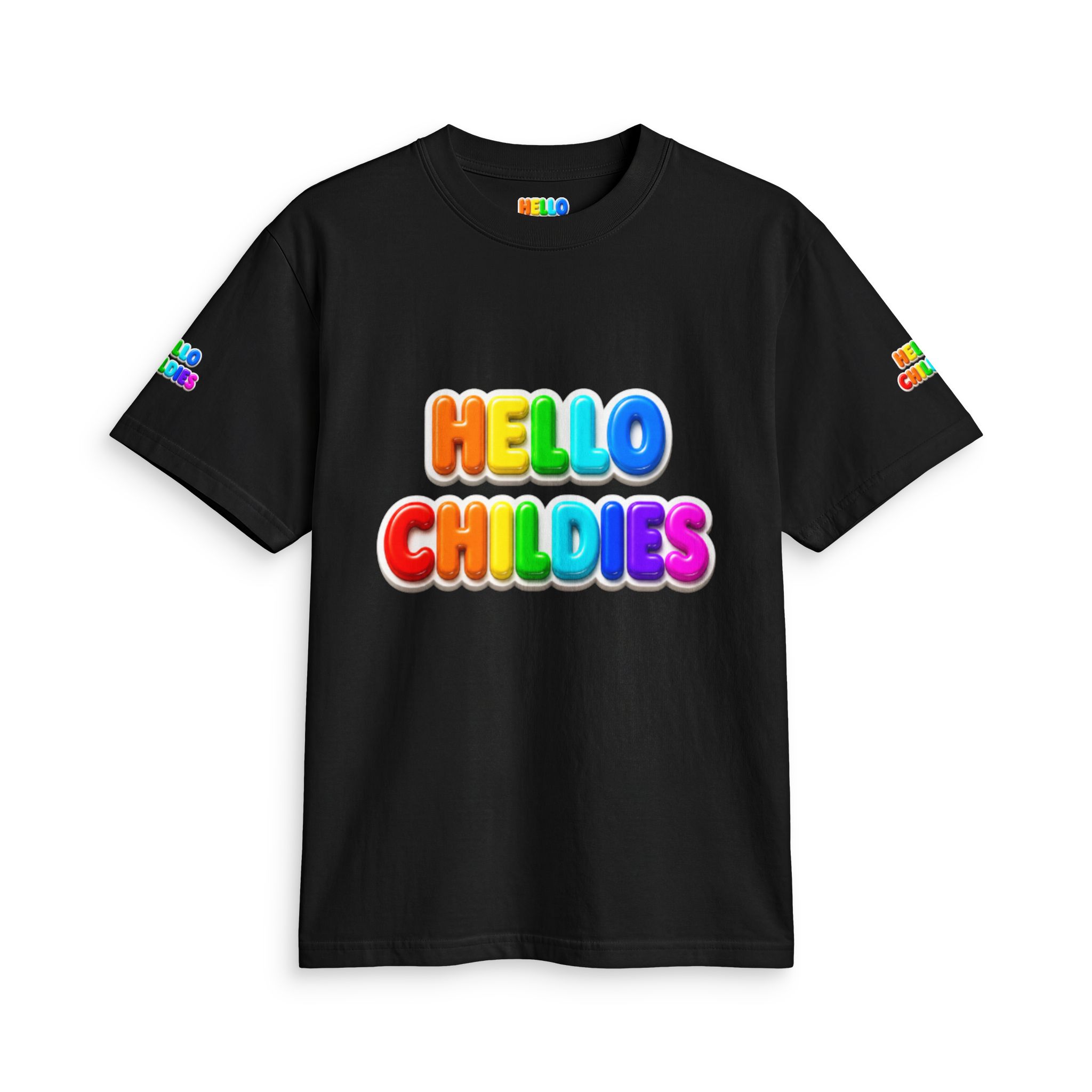 Hello Childies T-Shirt — Colorful Rainbow Kids Graphic Tee - Image 5