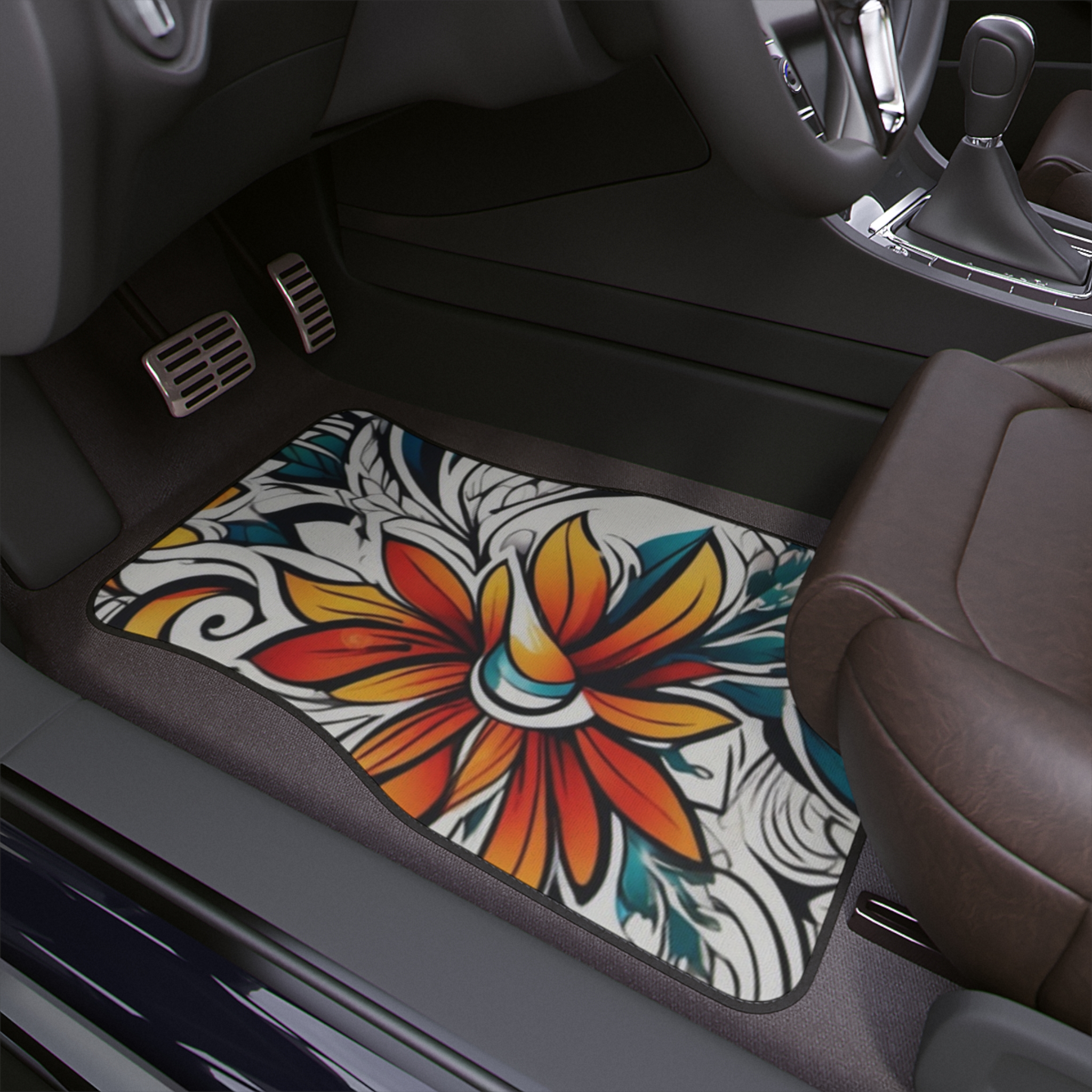 Floral Boho Car Floor Mat — Colorful Tropical Flower Design - Image 4