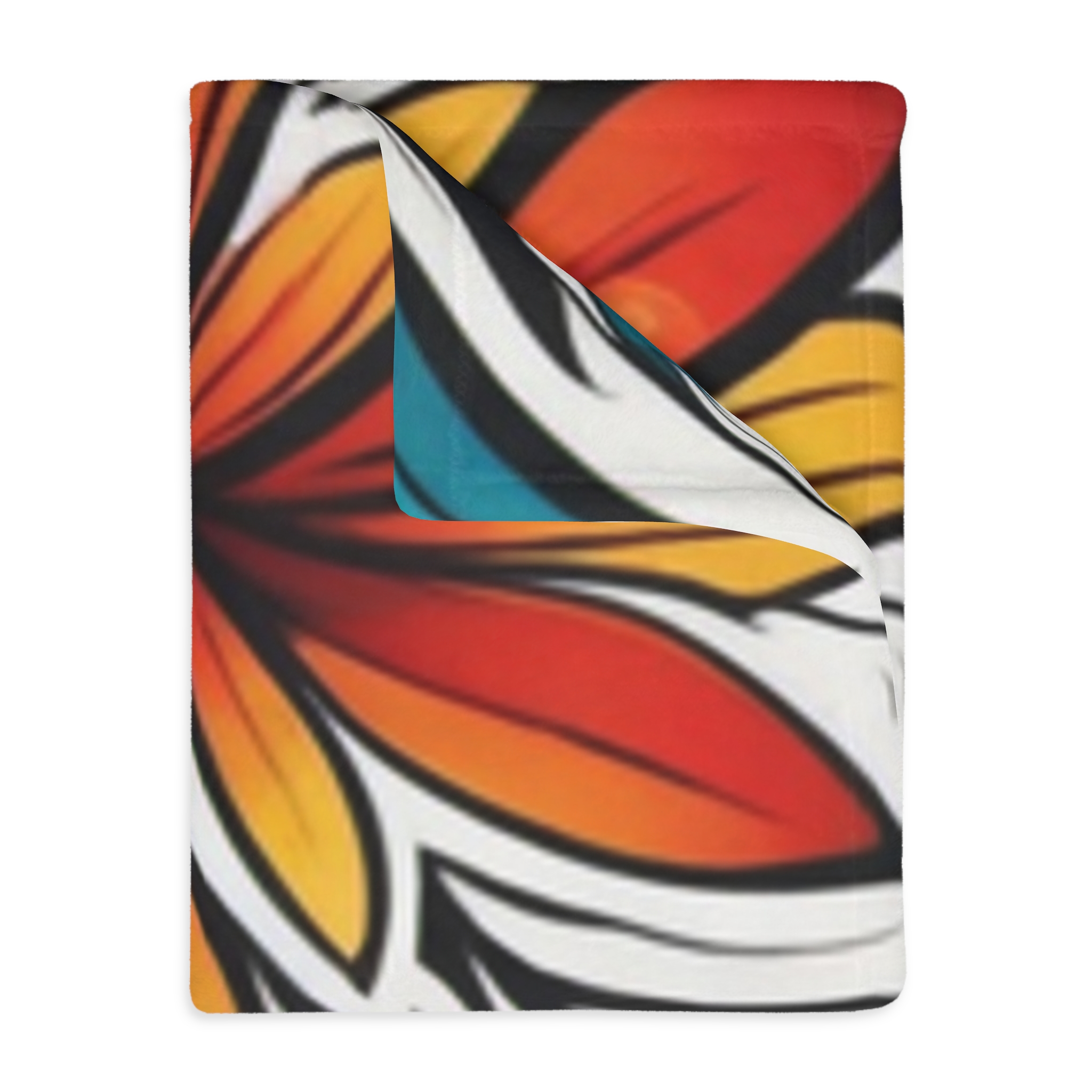 Floral Velvet Throw Blanket — Vibrant Orange & Teal Tropical Flower Microfiber - Image 7