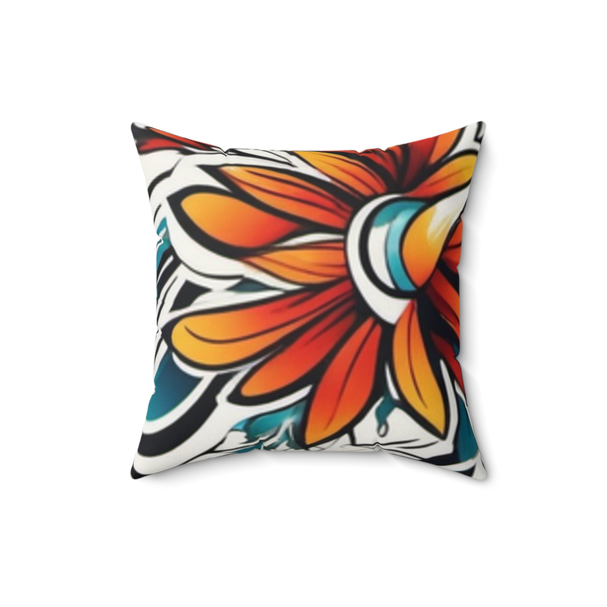 Floral Tattoo-Style Faux Suede Pillow - Image 3