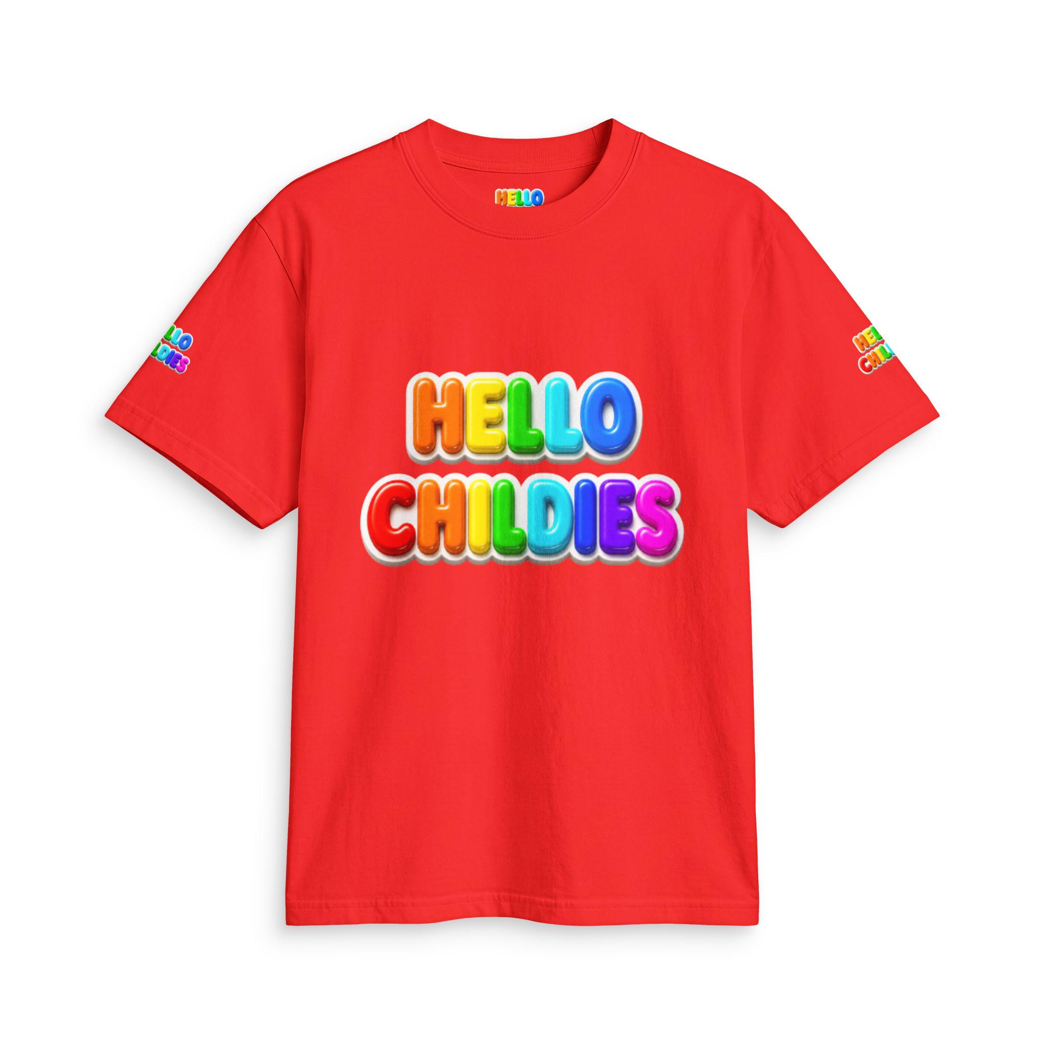 Hello Childies T-Shirt — Colorful Rainbow Kids Graphic Tee - Image 21