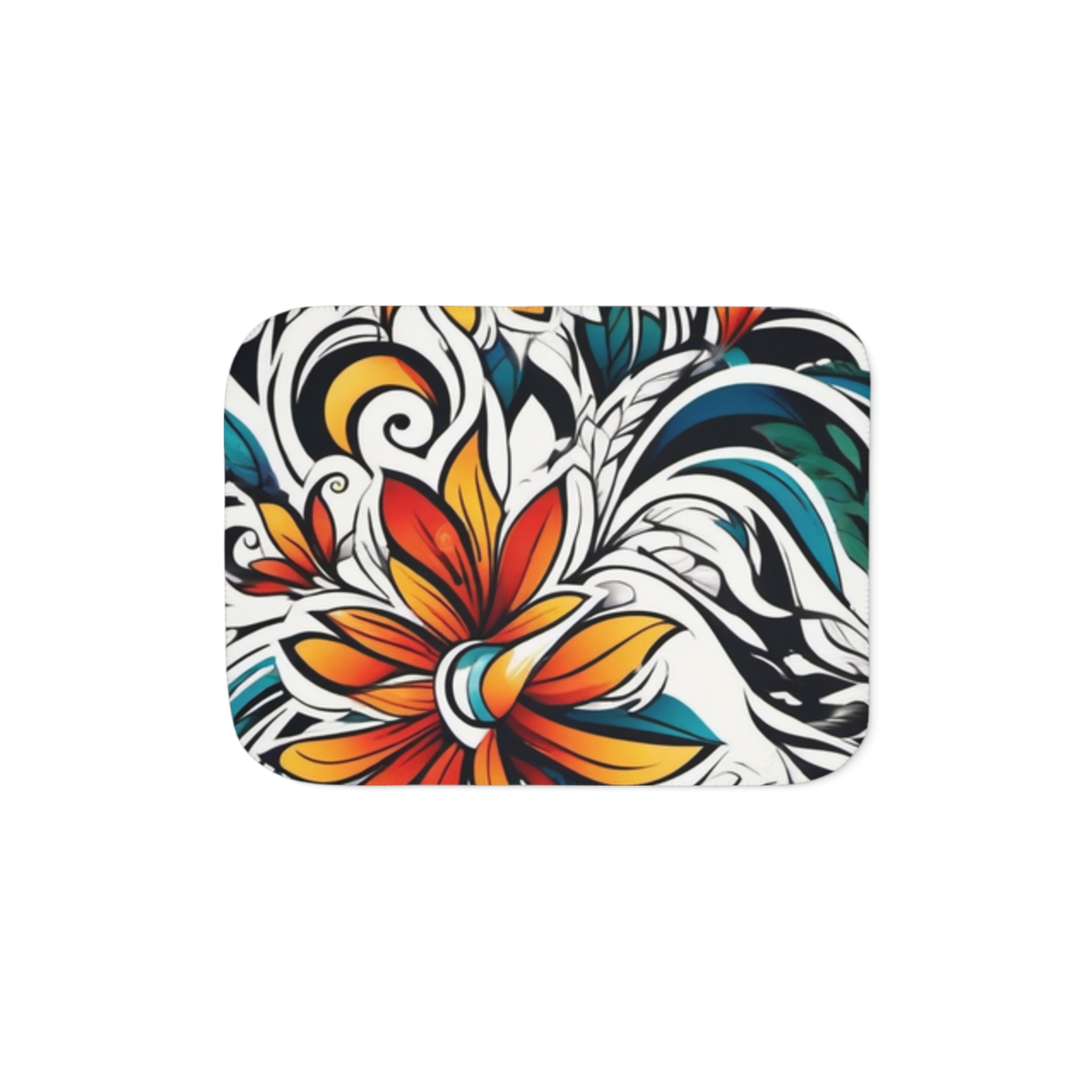 Floral Boho Sherpa Blanket — Colorful Tropical Flower Throw - Image 5