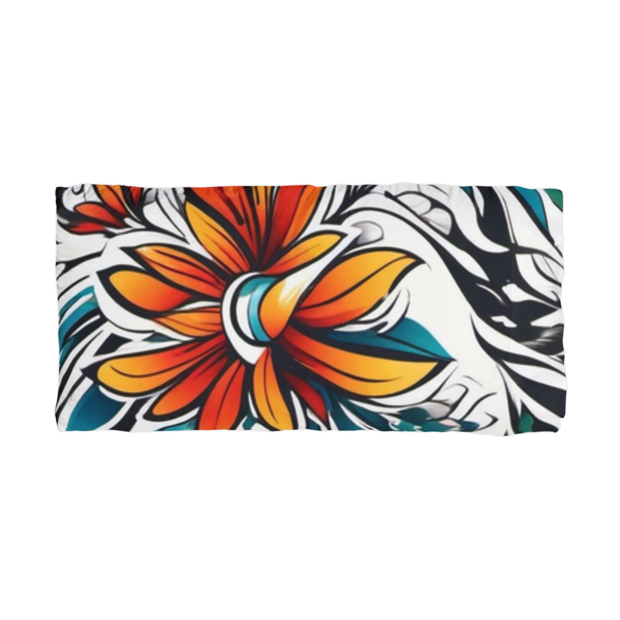Tropical Floral Pillowcase — Vibrant Orange & Teal Microfiber Pillow Cover - Image 4