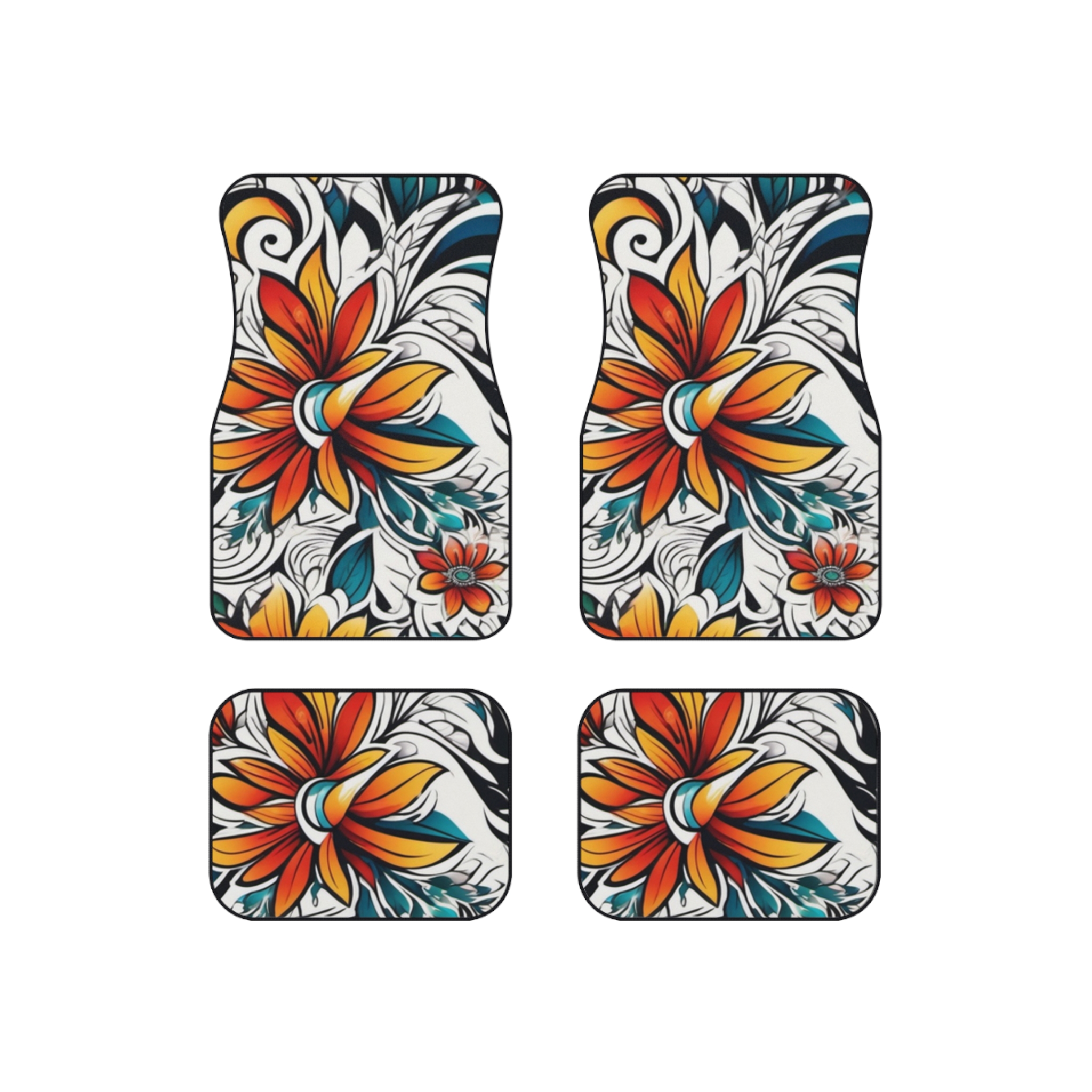 Floral Burst Car Mats (Set of 4)