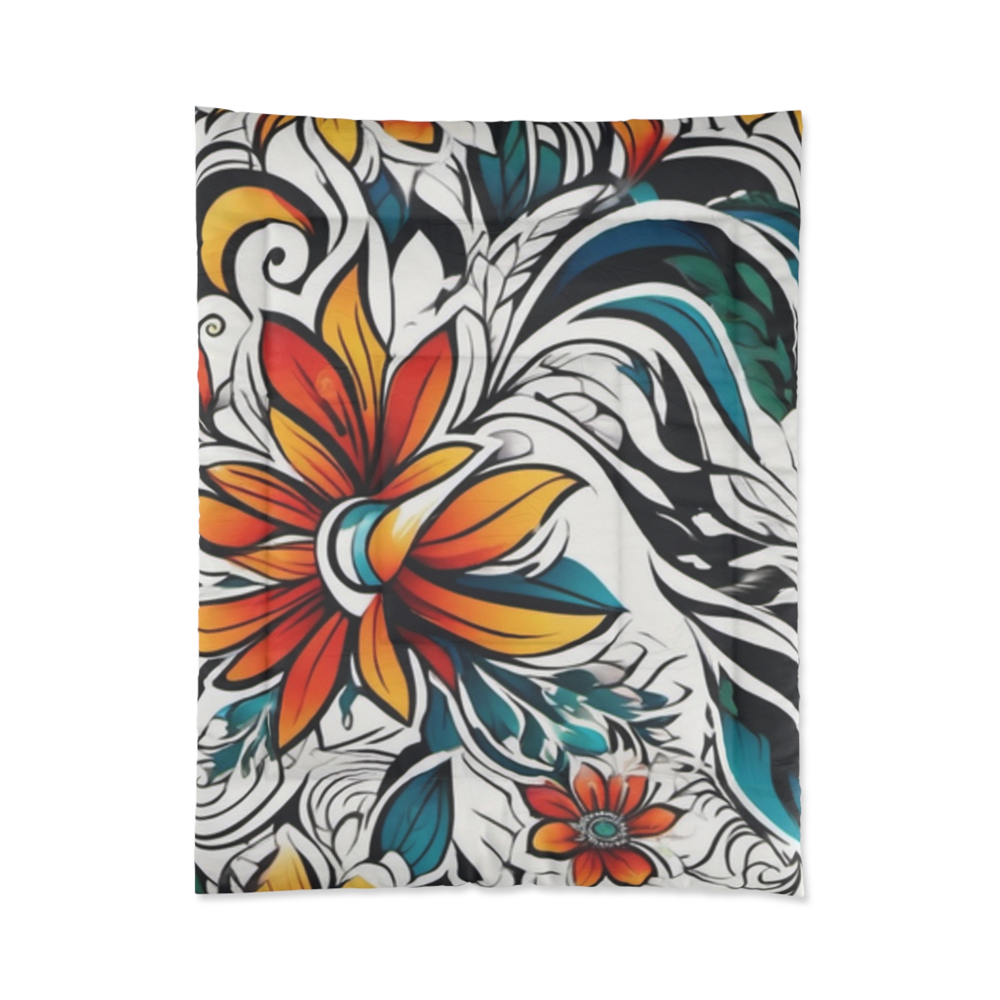 Floral Surf Comforter — Bold Tropical Flower Bedding - Image 7
