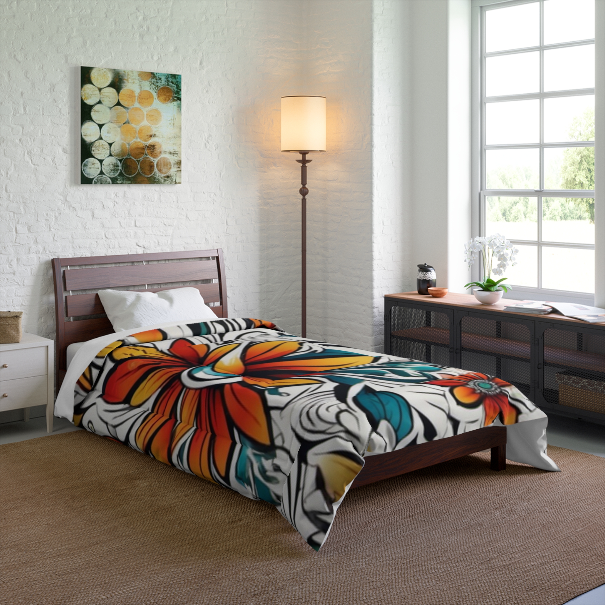 Floral Surf Comforter — Bold Tropical Flower Bedding - Image 8