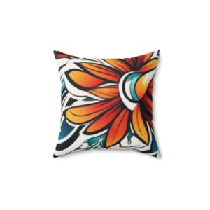 Floral Tattoo-Style Faux Suede Pillow