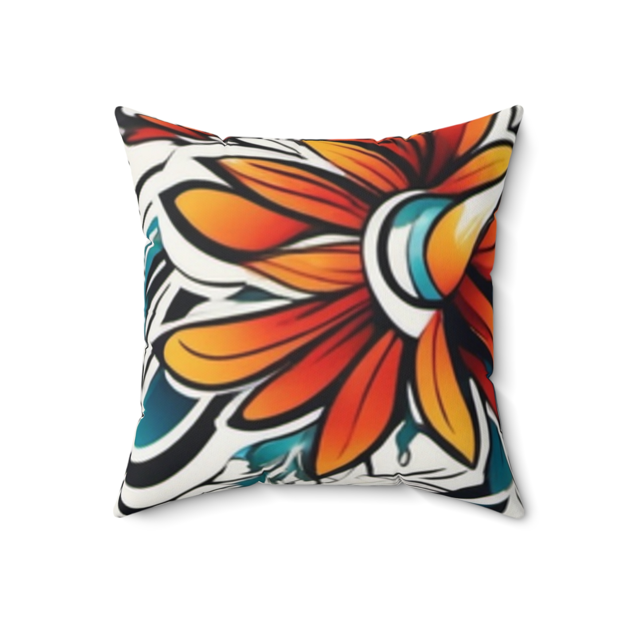 Floral Tattoo-Style Faux Suede Pillow - Image 5