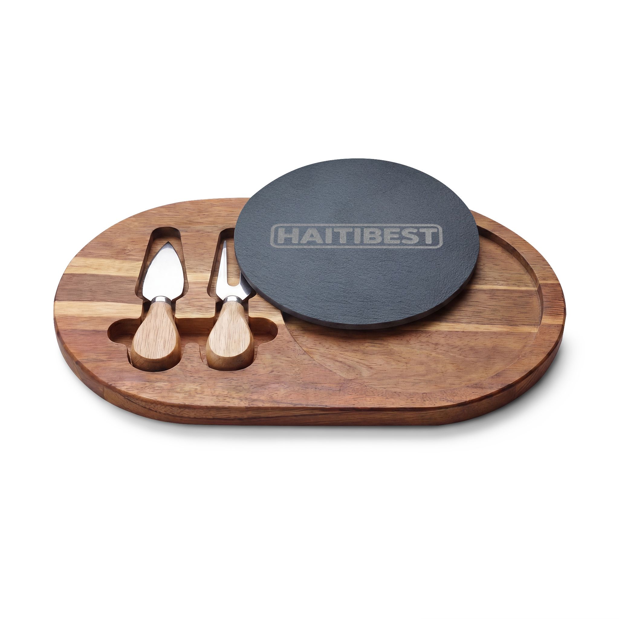 Engraved Acacia & Slate Charcuterie Board Set – Personalized Cheese Board with Knives - Image 3