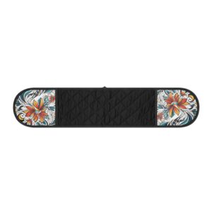 Floral Heat-Resistant Oven Mitts Strap — Double-Handled Pot Holder with Tropical Lily Design