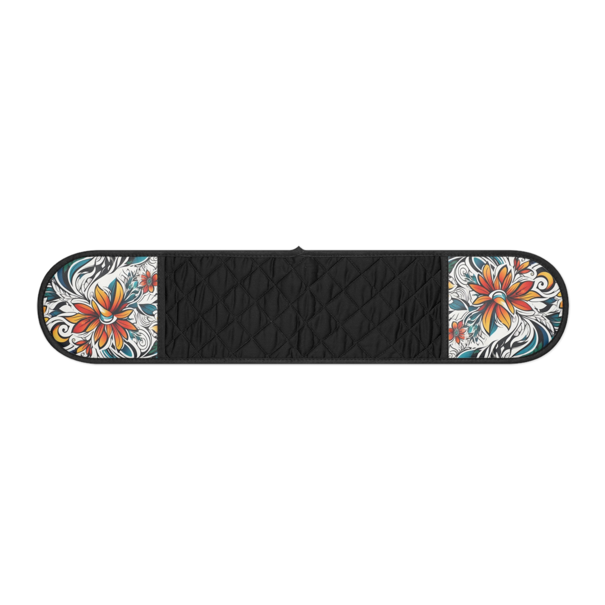 Floral Heat-Resistant Oven Mitts Strap — Double-Handled Pot Holder with Tropical Lily Design