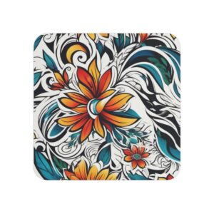 Floral Swirl Coasters — Colorful Boho Drink Coaster Set (50/100 pcs)