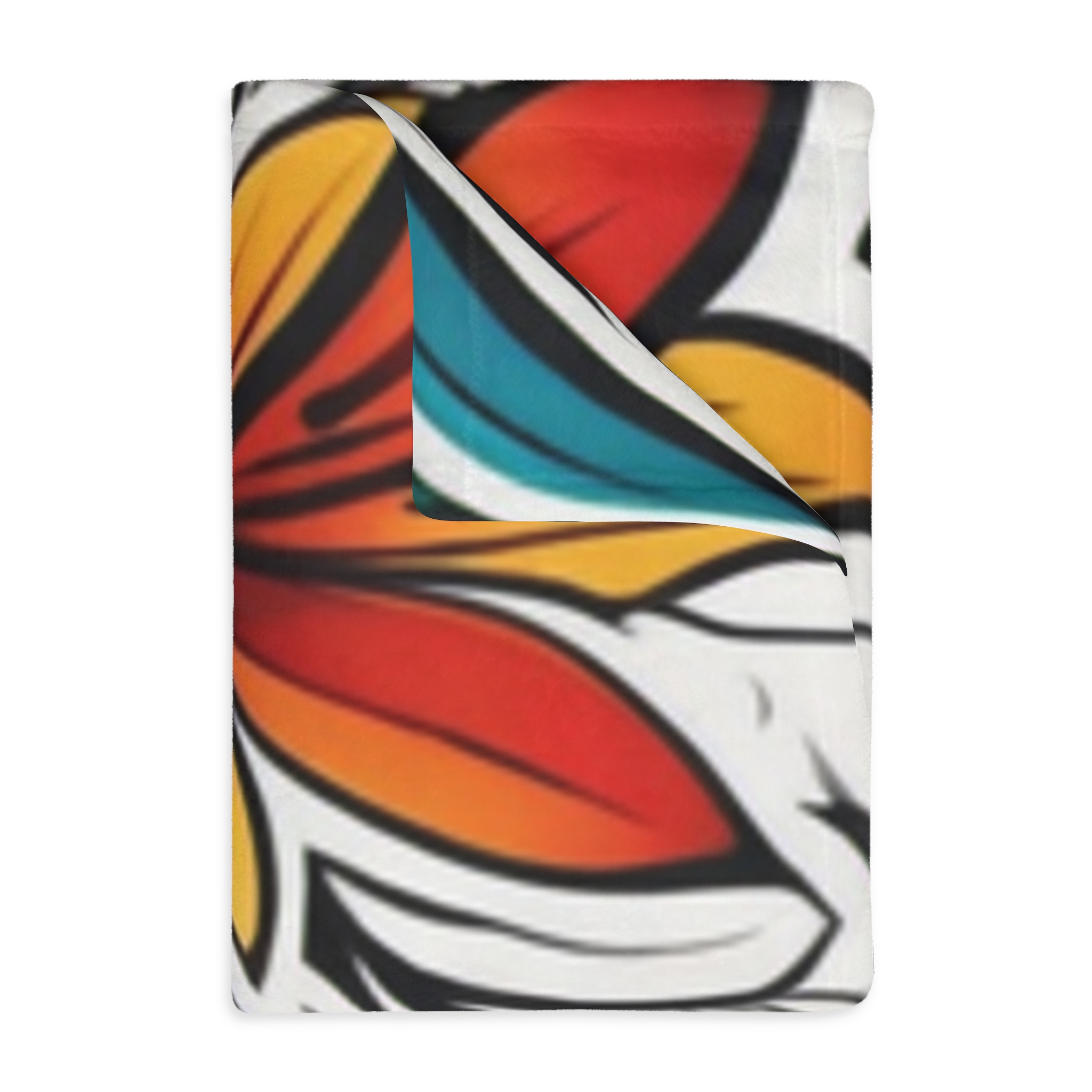 Floral Velvet Throw Blanket — Vibrant Orange & Teal Tropical Flower Microfiber - Image 3