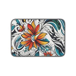 Floral Burst Microfiber Dish Mat — Colorful Kitchen Drying Mat