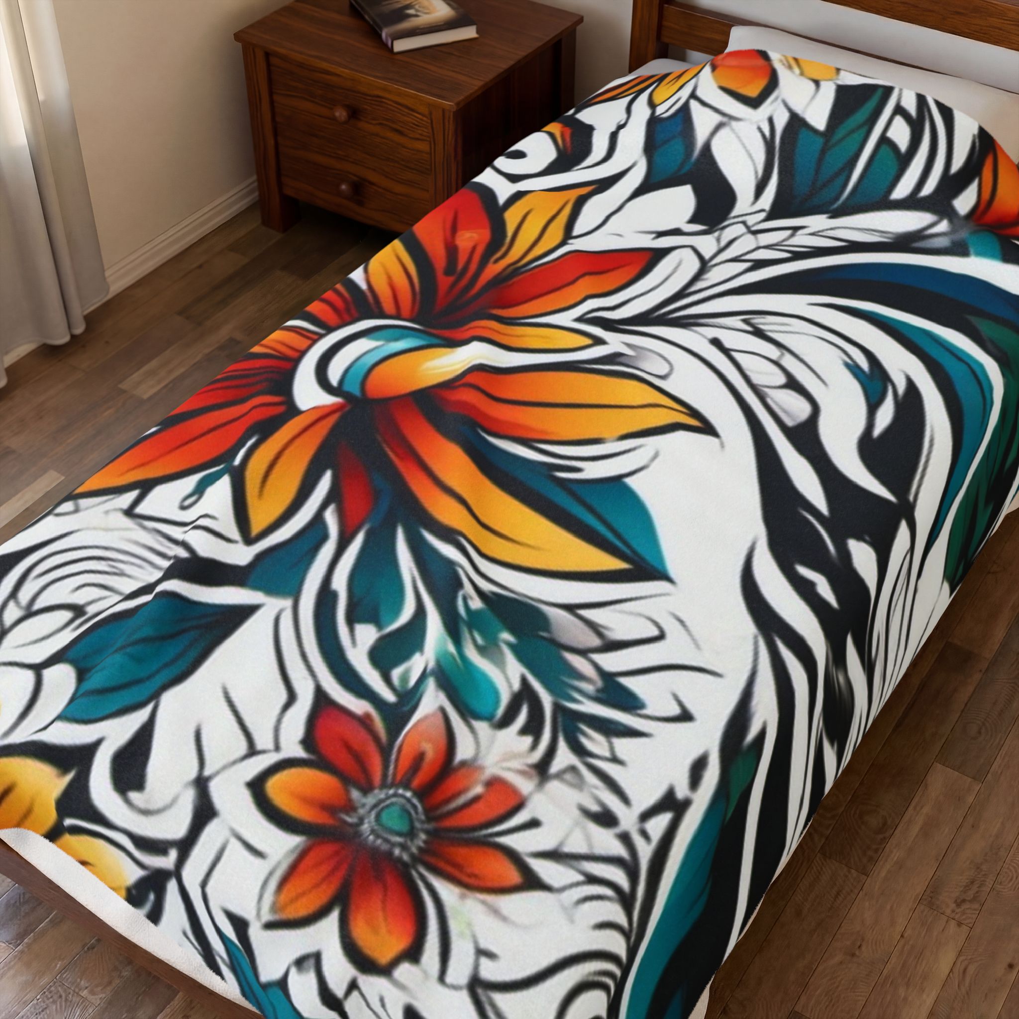 Floral Velveteen Plush Blanket — Vibrant Tropical Flower Throw - Image 7