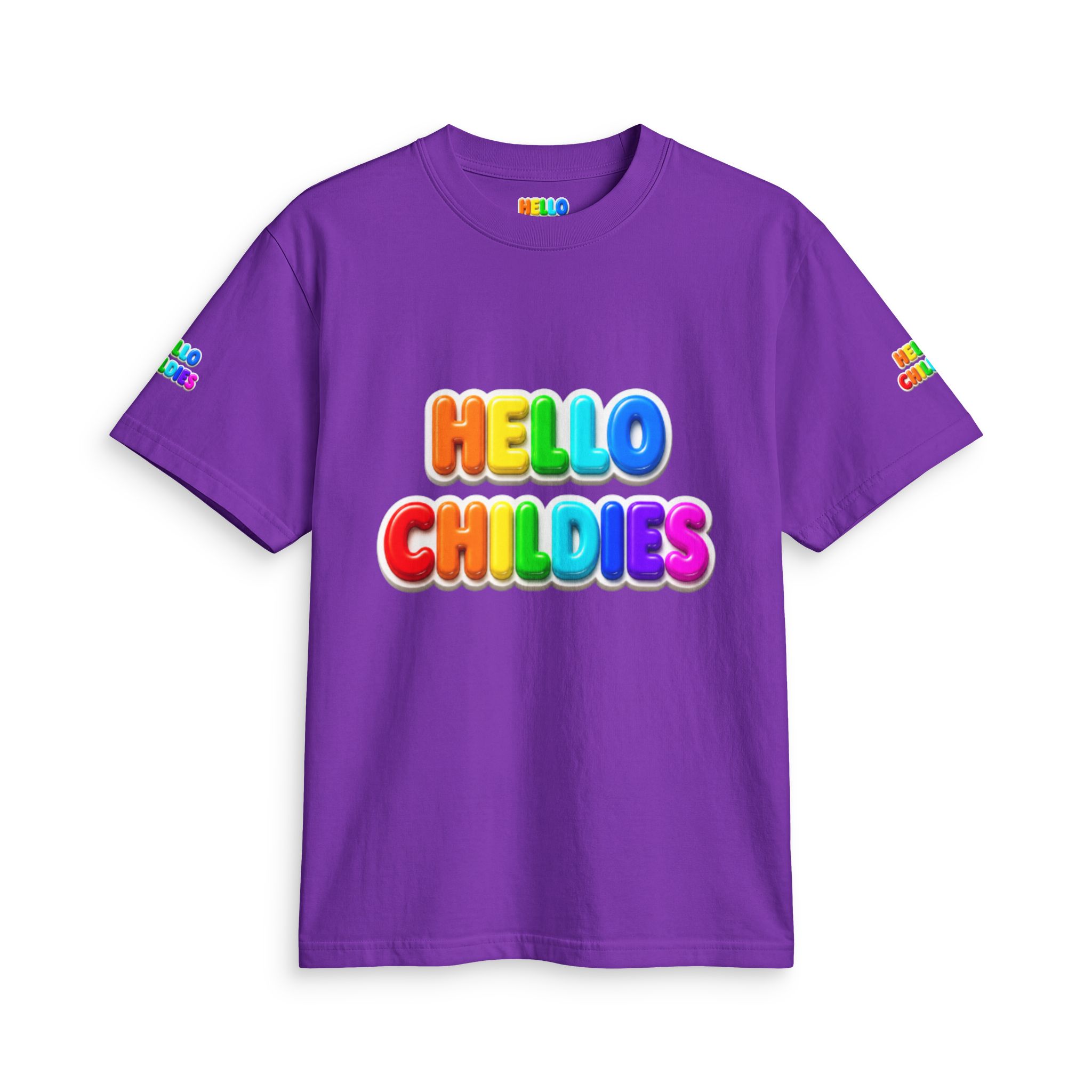Hello Childies T-Shirt — Colorful Rainbow Kids Graphic Tee - Image 17