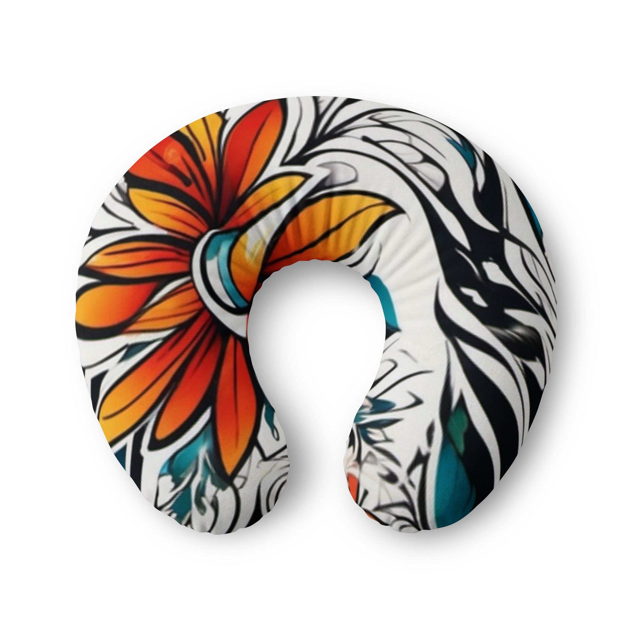 Floral Nursing Pillow Cover – Bright Orange Tropical Bloom