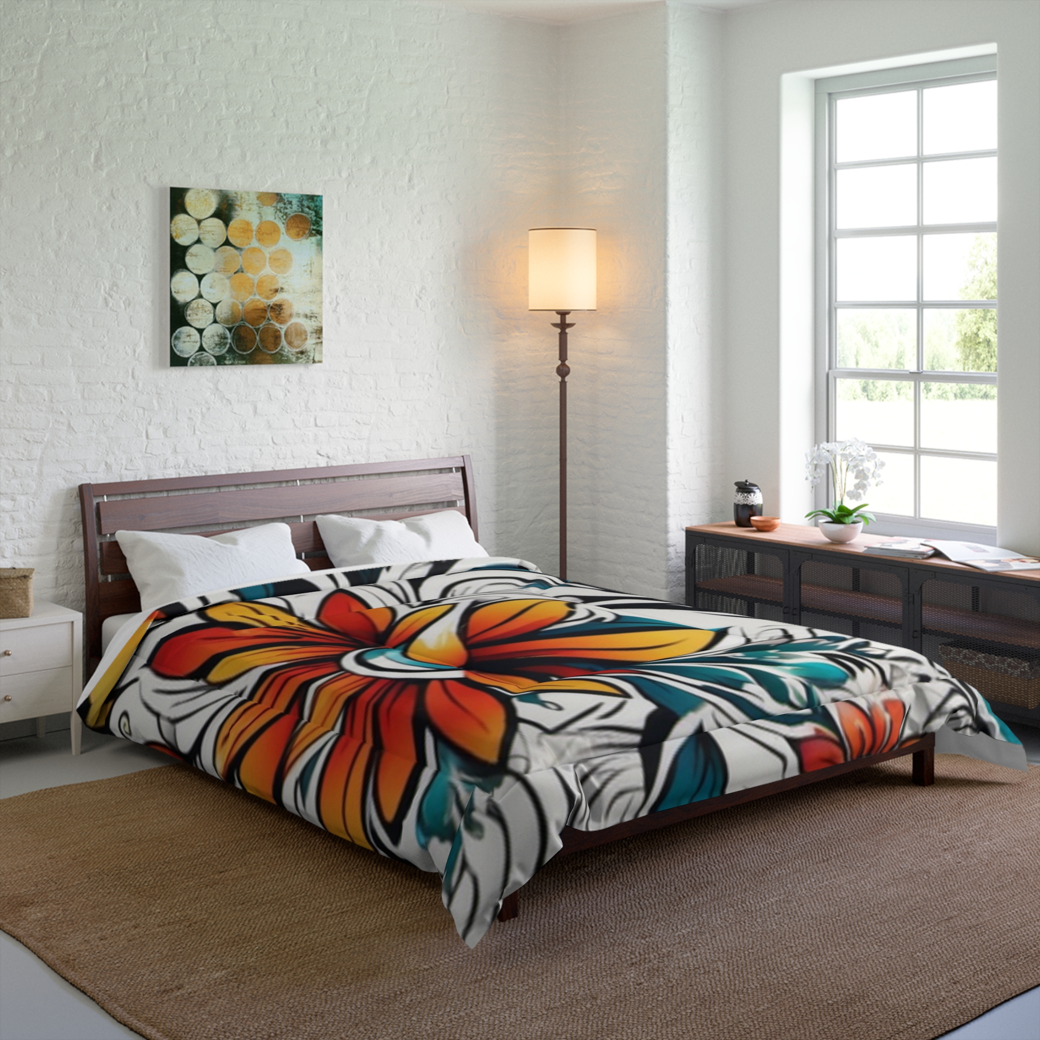 Floral Surf Comforter — Bold Tropical Flower Bedding - Image 4