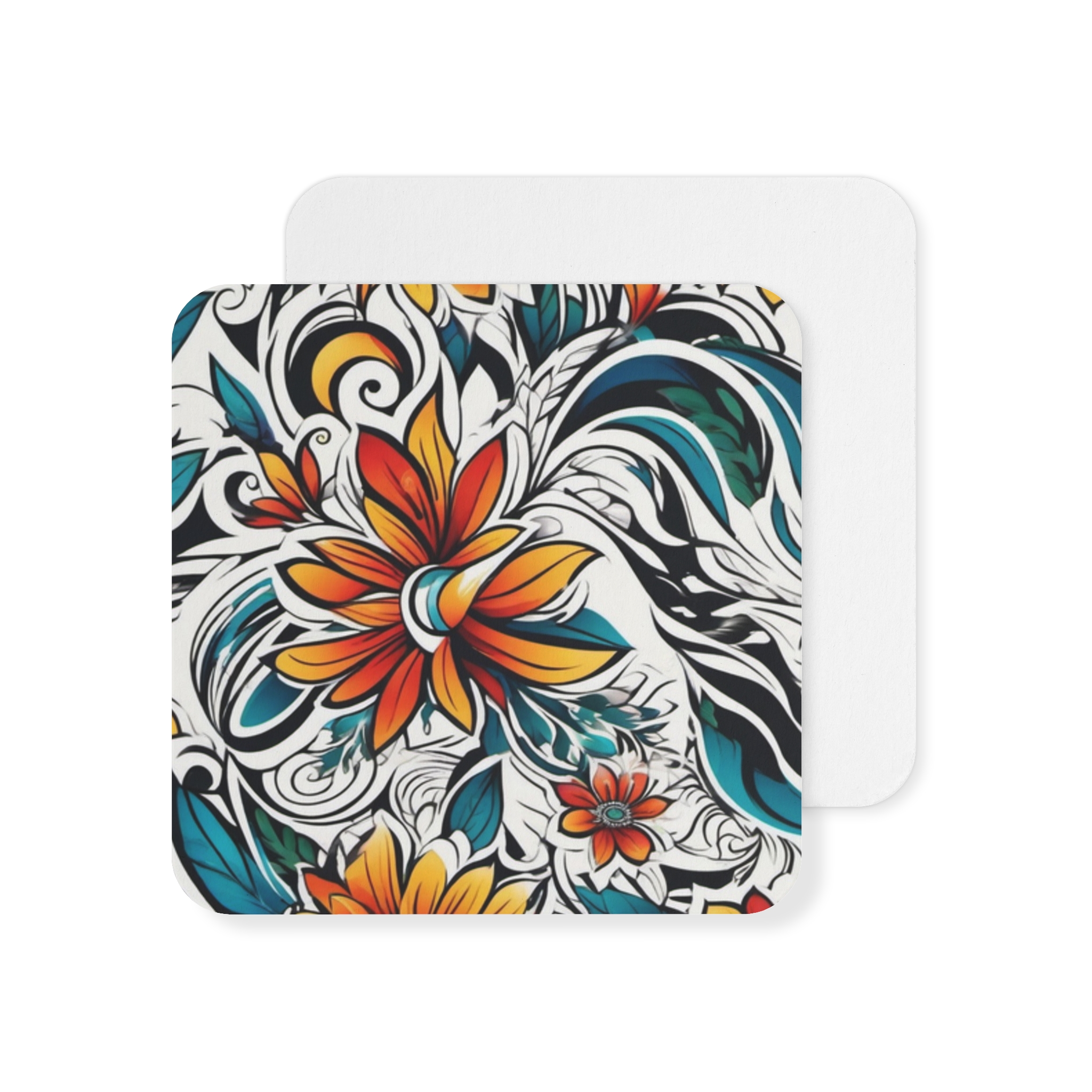 Floral Swirl Coasters — Colorful Boho Drink Coaster Set (50/100 pcs) - Image 3