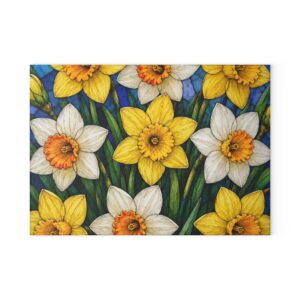 Daffodil Glass Cutting Board – Floral Spring Kitchen Decor