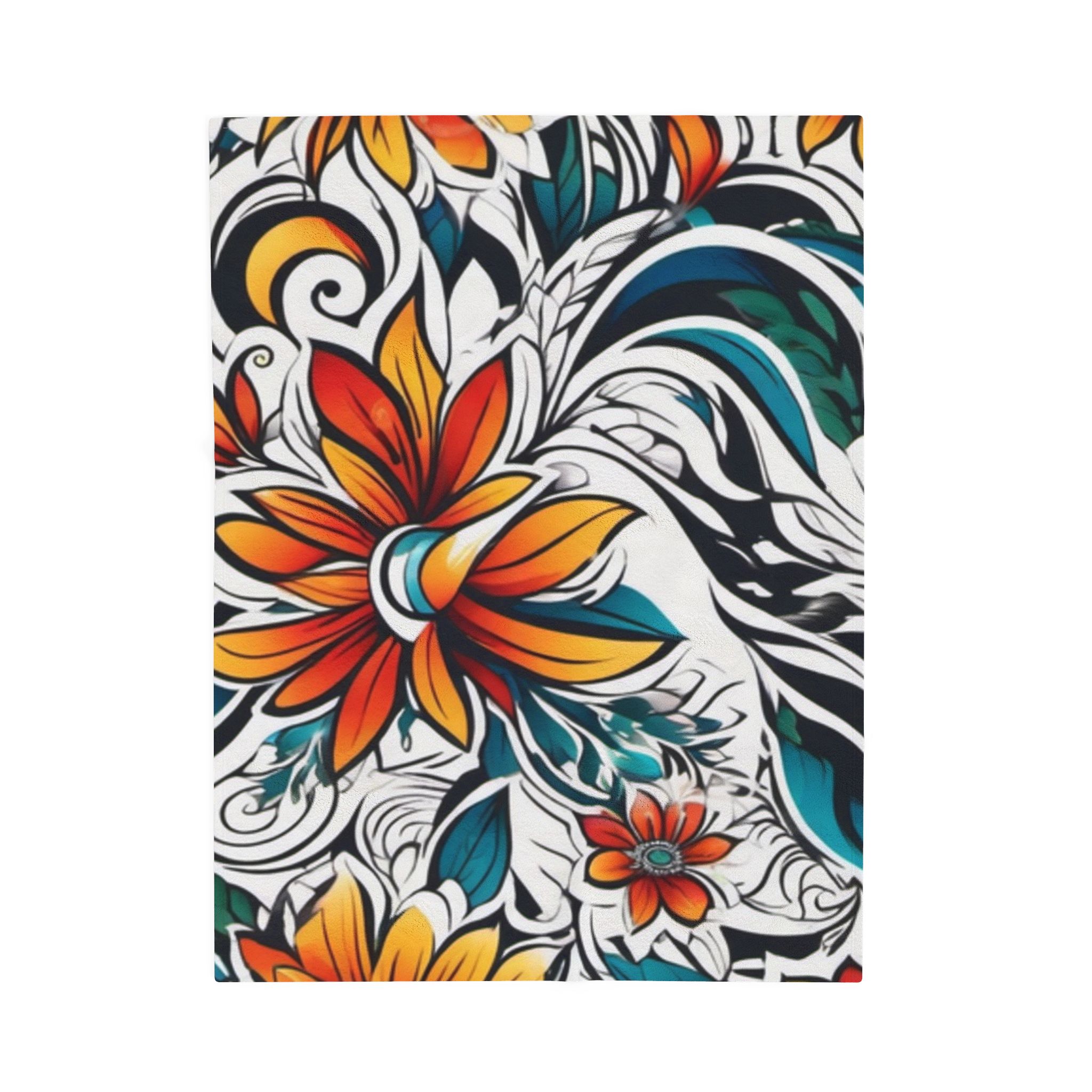 Floral Velveteen Plush Blanket — Vibrant Tropical Flower Throw - Image 9