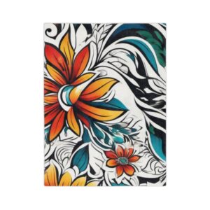 Tropical Floral Velveteen Blanket — Soft Microfiber Throw with Vibrant Orange & Teal Flower Print