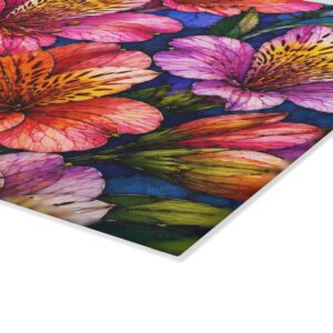 Glass Cutting Board — Vibrant Alstroemeria Floral Glass Cutting Board