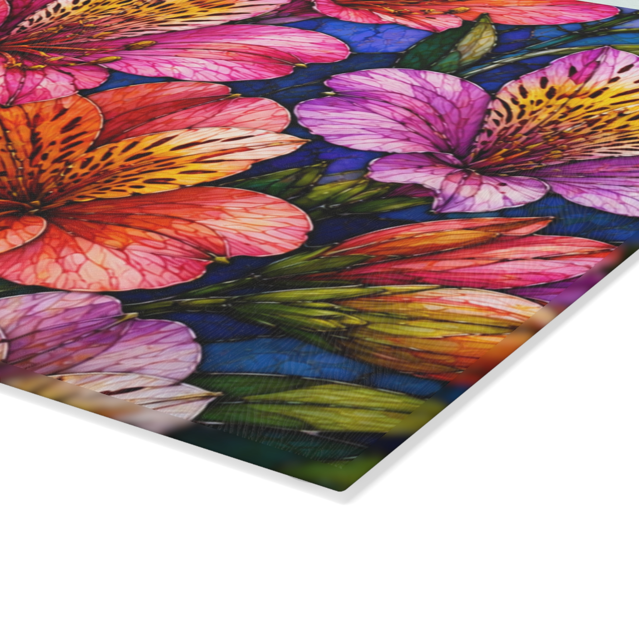 Glass Cutting Board — Vibrant Alstroemeria Floral Glass Cutting Board