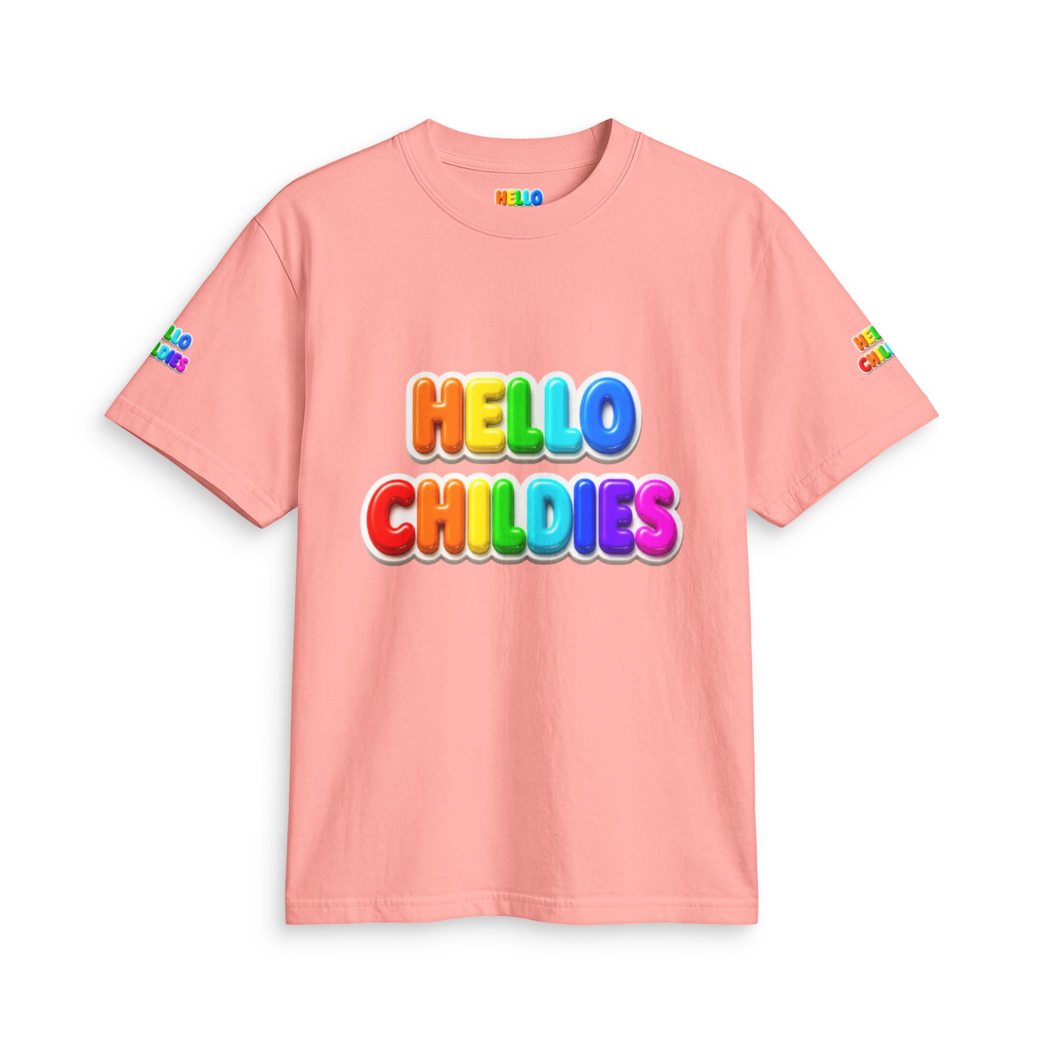Hello Childies T-Shirt — Colorful Rainbow Kids Graphic Tee - Image 3
