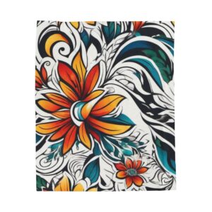 Floral Velveteen Plush Blanket — Vibrant Tropical Flower Throw