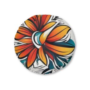 Round Tufted Floor Pillow — Vibrant Tropical Floral Cushion