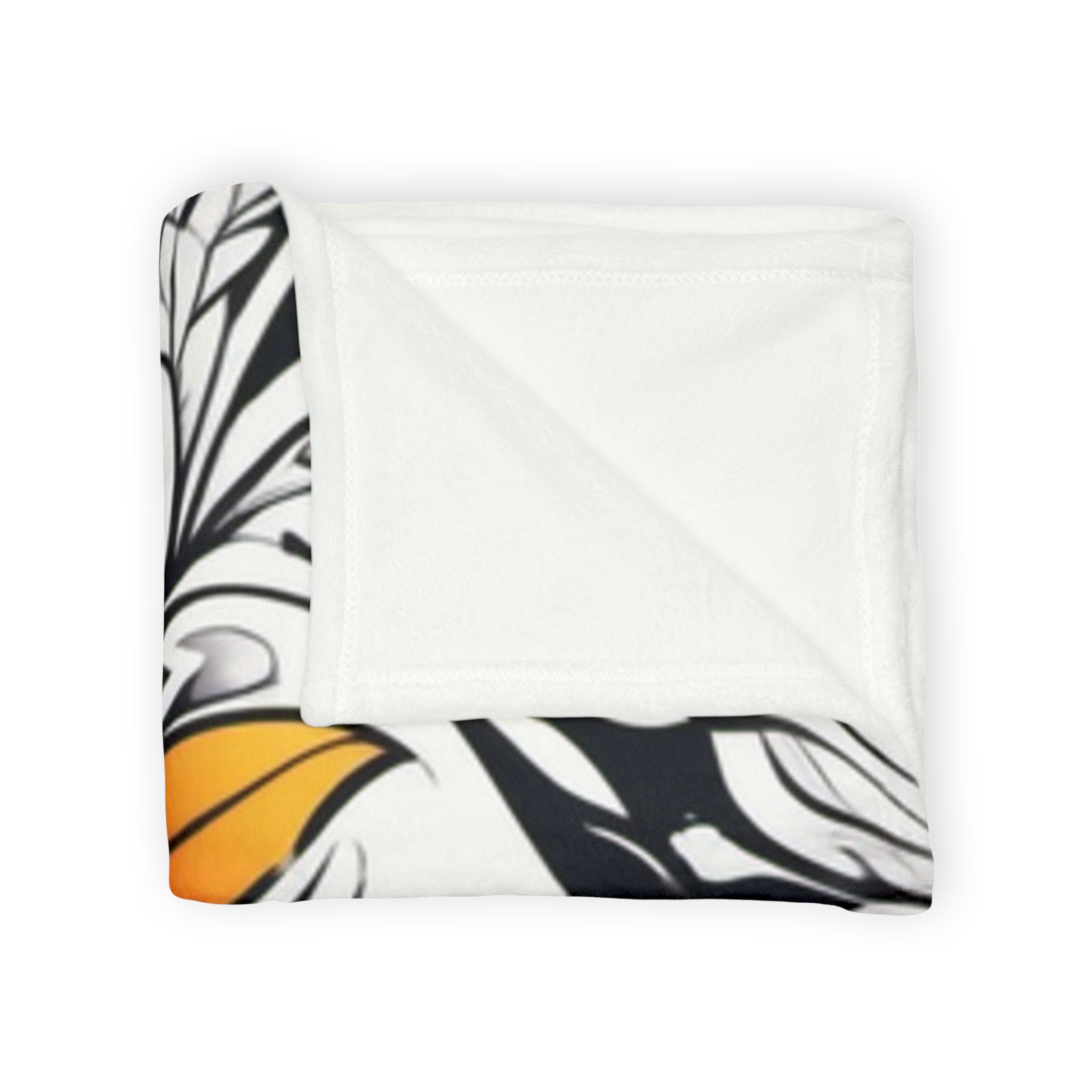 Floral Swirl Polyester Blanket — Vibrant Orange & Teal Bloom Throw - Image 3