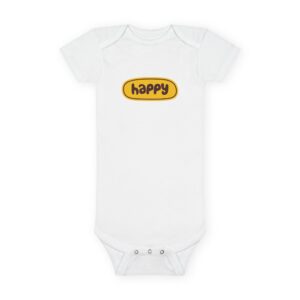 Happy Baby Onesie – Yellow Retro Logo Infant Bodysuit
