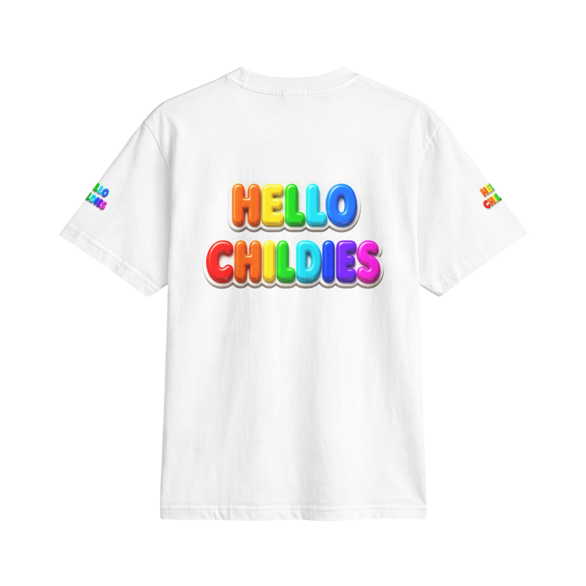 Hello Childies T-Shirt — Colorful Rainbow Kids Graphic Tee - Image 2