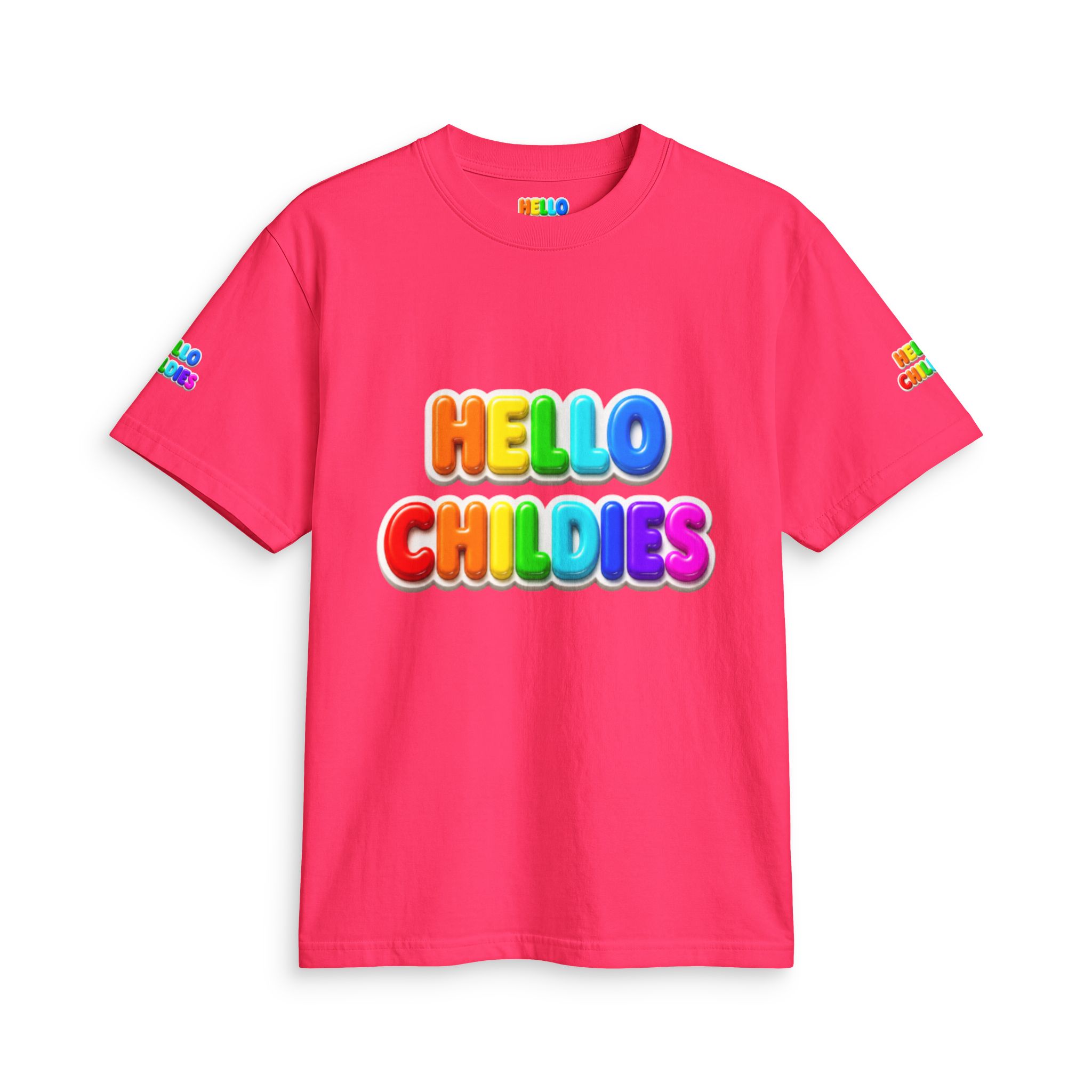 Hello Childies T-Shirt — Colorful Rainbow Kids Graphic Tee - Image 19