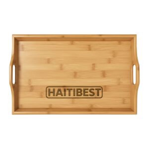 Engraved Bamboo Serving Tray – Personalized HAITIBEST Wood Breakfast & Charcuterie Tray