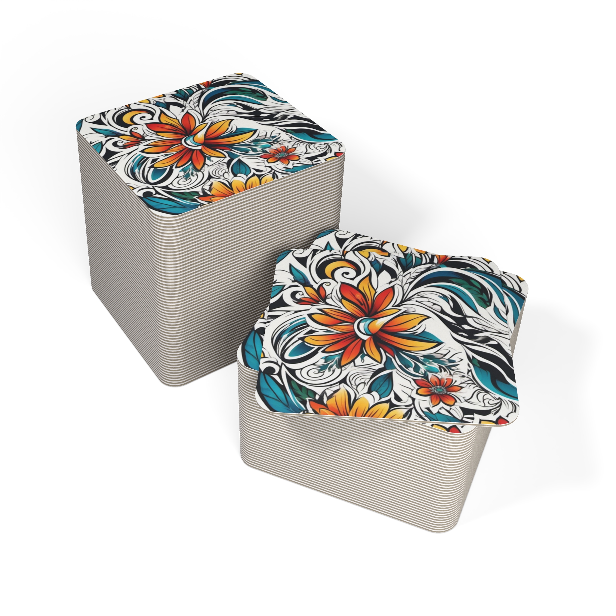 Floral Swirl Coasters — Colorful Boho Drink Coaster Set (50/100 pcs) - Image 8