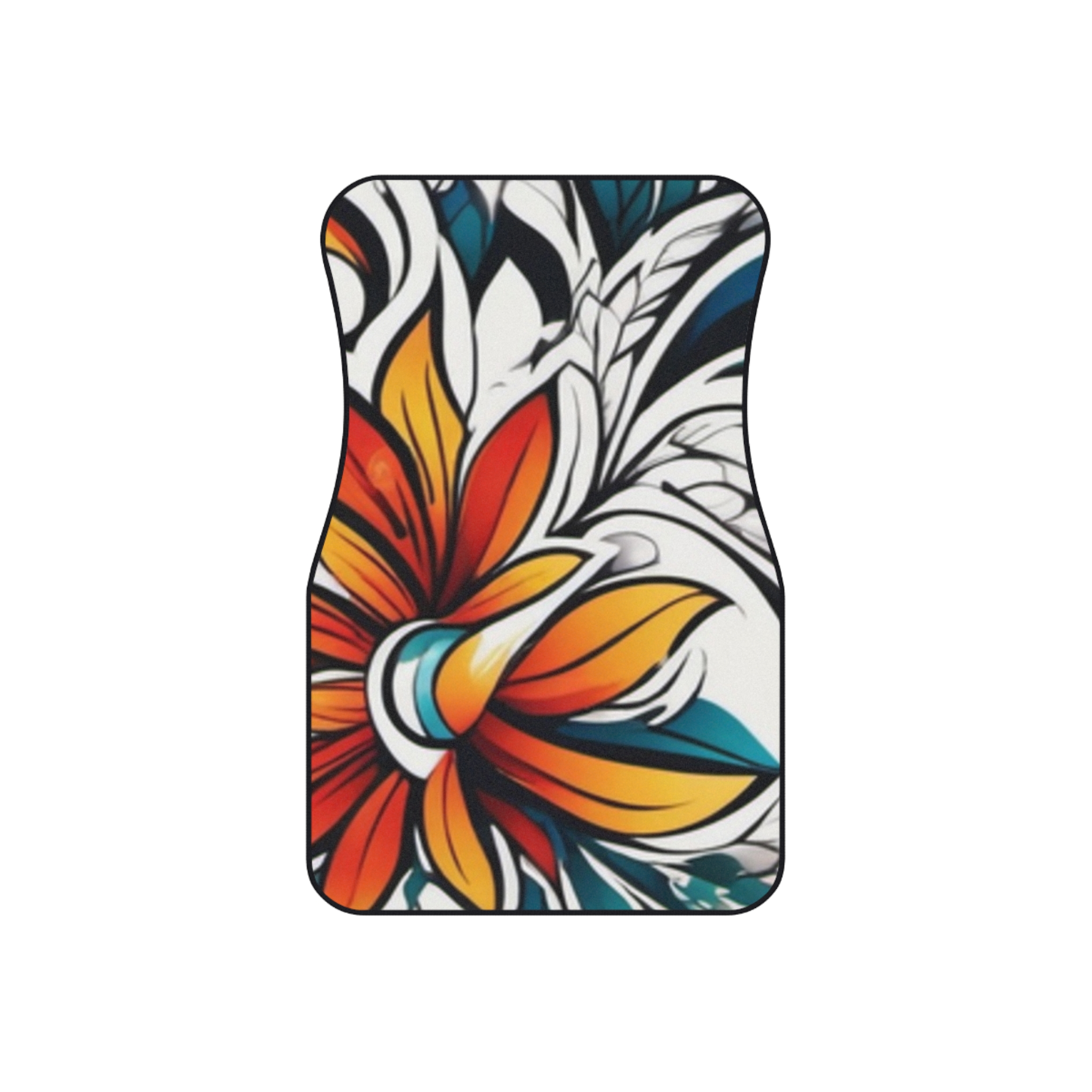 Floral Burst Car Mats (2x Front) — Colorful Tropical Flower Front Floor Mats - Image 2