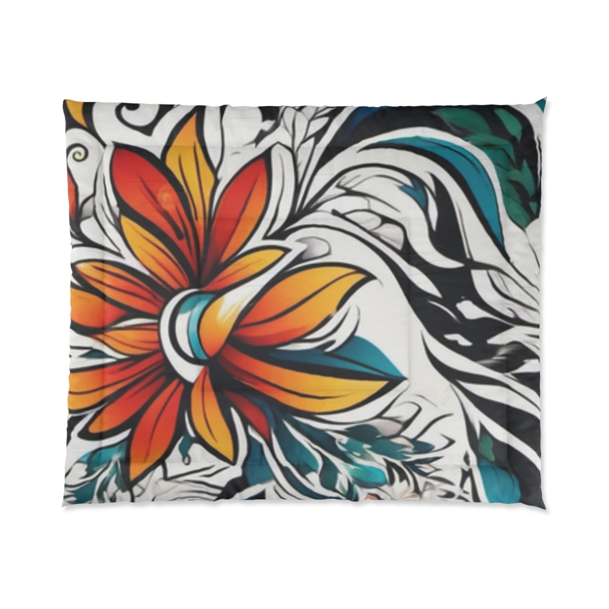 Floral Surf Comforter — Bold Tropical Flower Bedding - Image 5