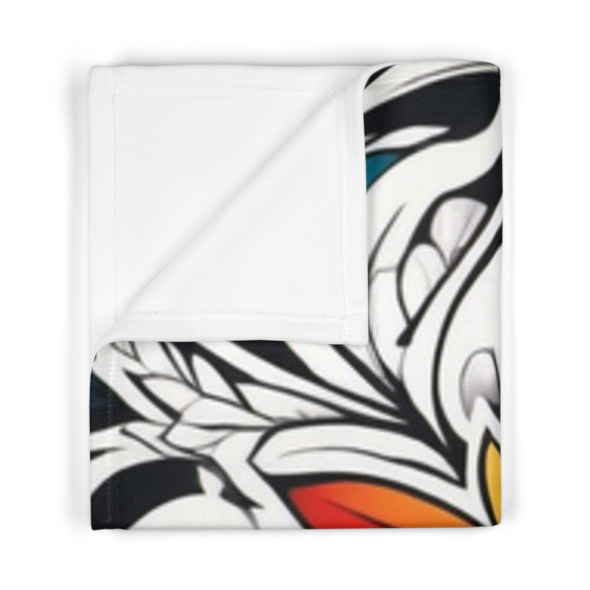 Floral Burst Baby Blanket — Colorful Orange & Teal Fleece Throw - Image 2