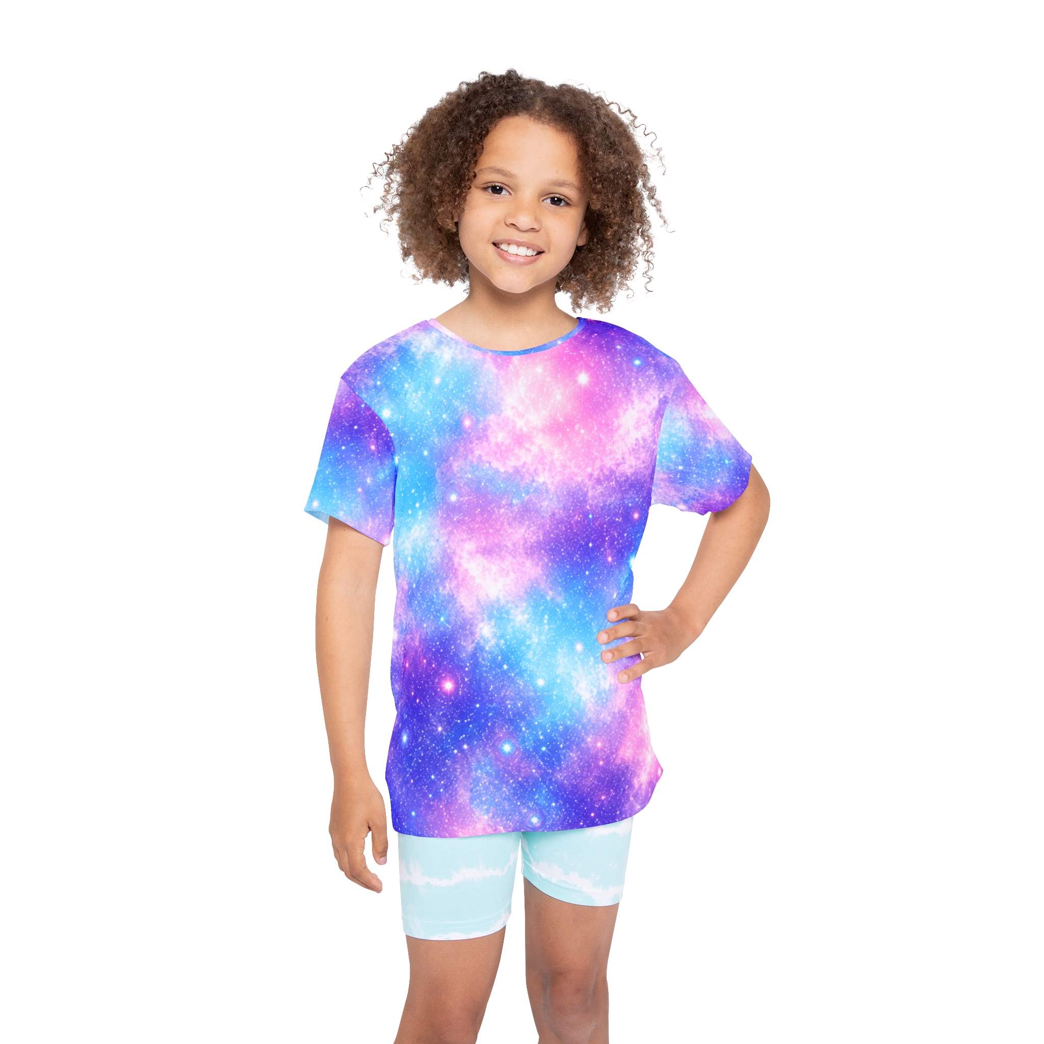 Pastel Galaxy Nebula Kids Jersey | Pink Blue Space Stars Allover Print WILOMART - Image 4