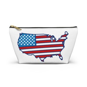 USA Flag Map Accessory Pouch | American Map Zipper Pouch WILOMART