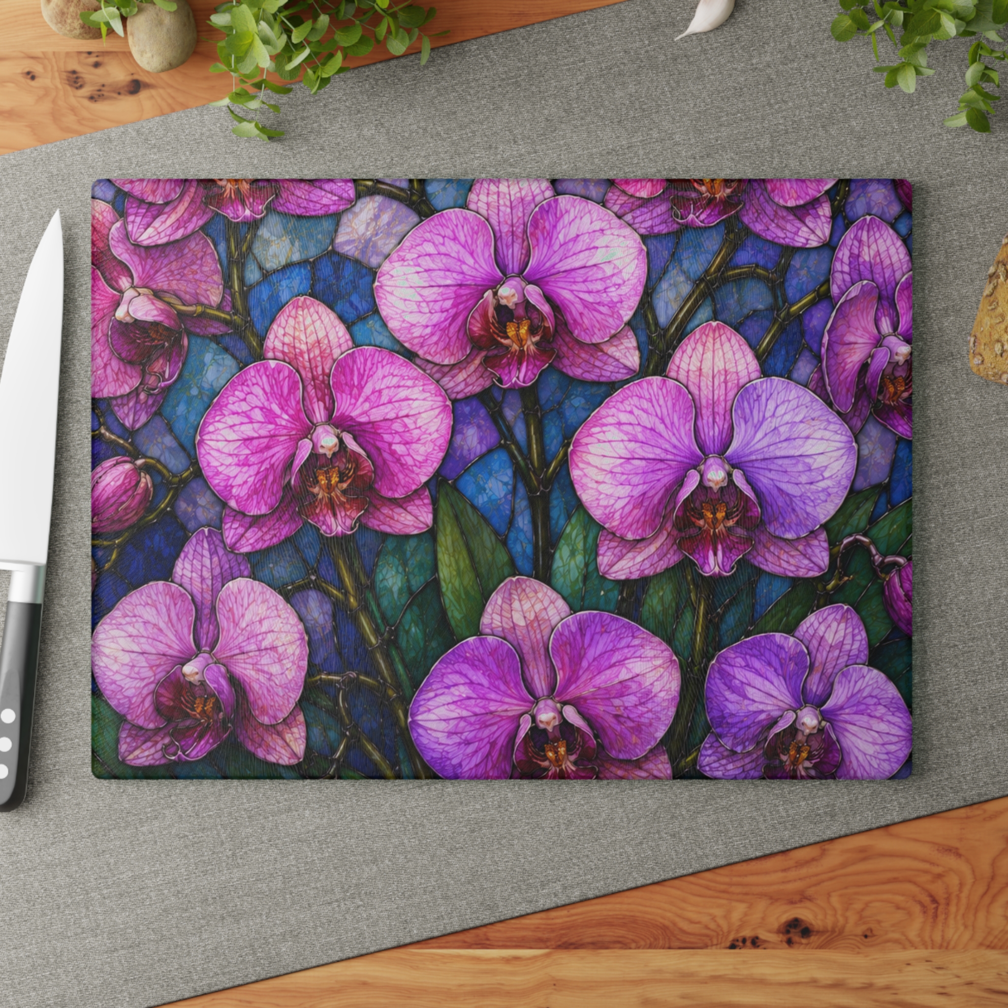 Glass Cutting Board — Purple Orchid Floral Kitchen Cutting Board WILOMART - Image 10