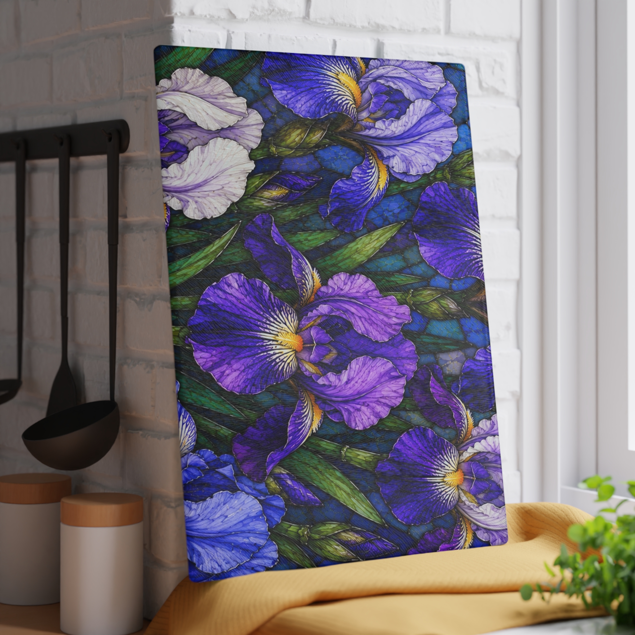 Iris Floral Glass Cutting Board — Purple Garden Decorative Kitchen Board WILOMART - Image 12