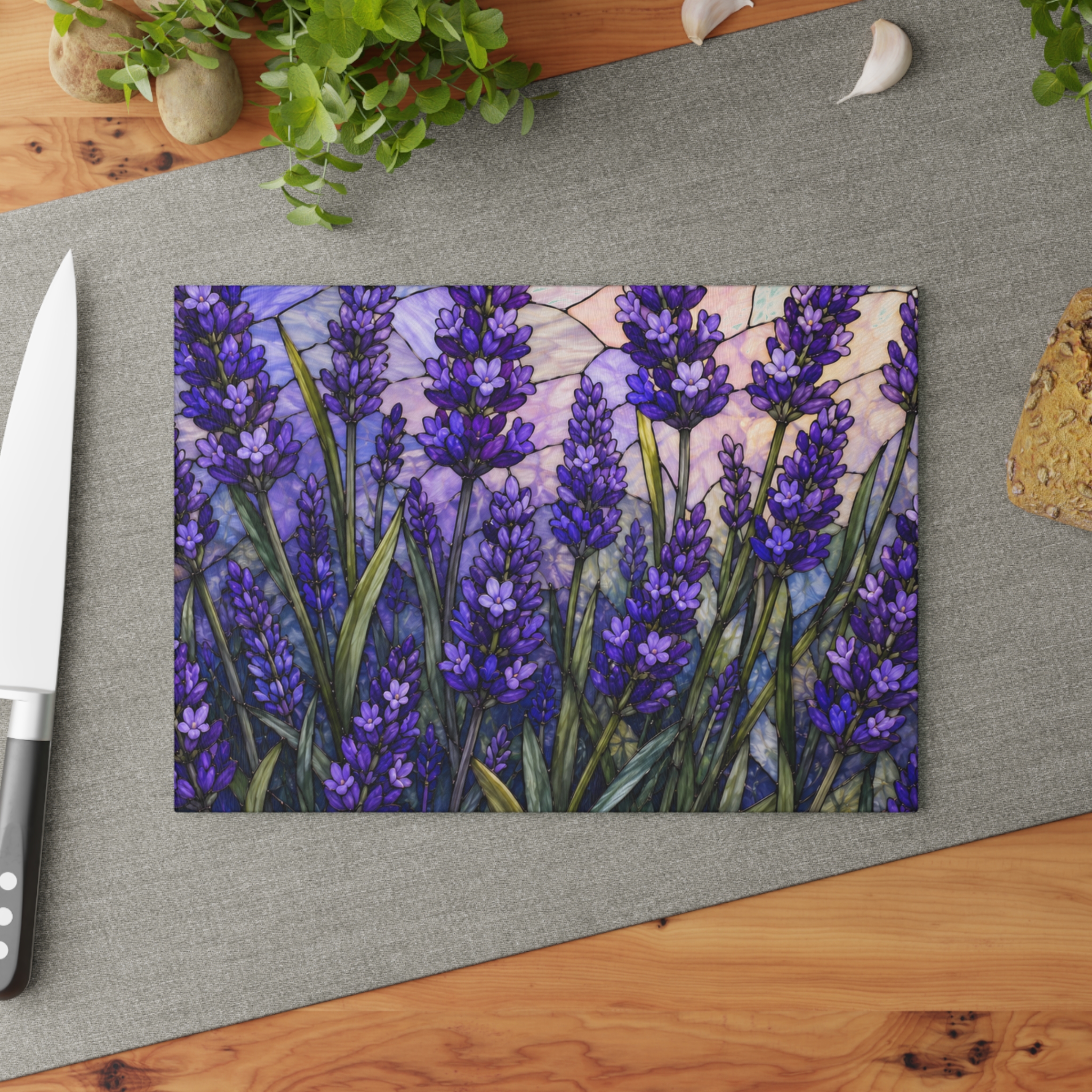 Lavender Fields Glass Cutting Board — Decorative Floral Kitchen Board WILOMART - Image 5