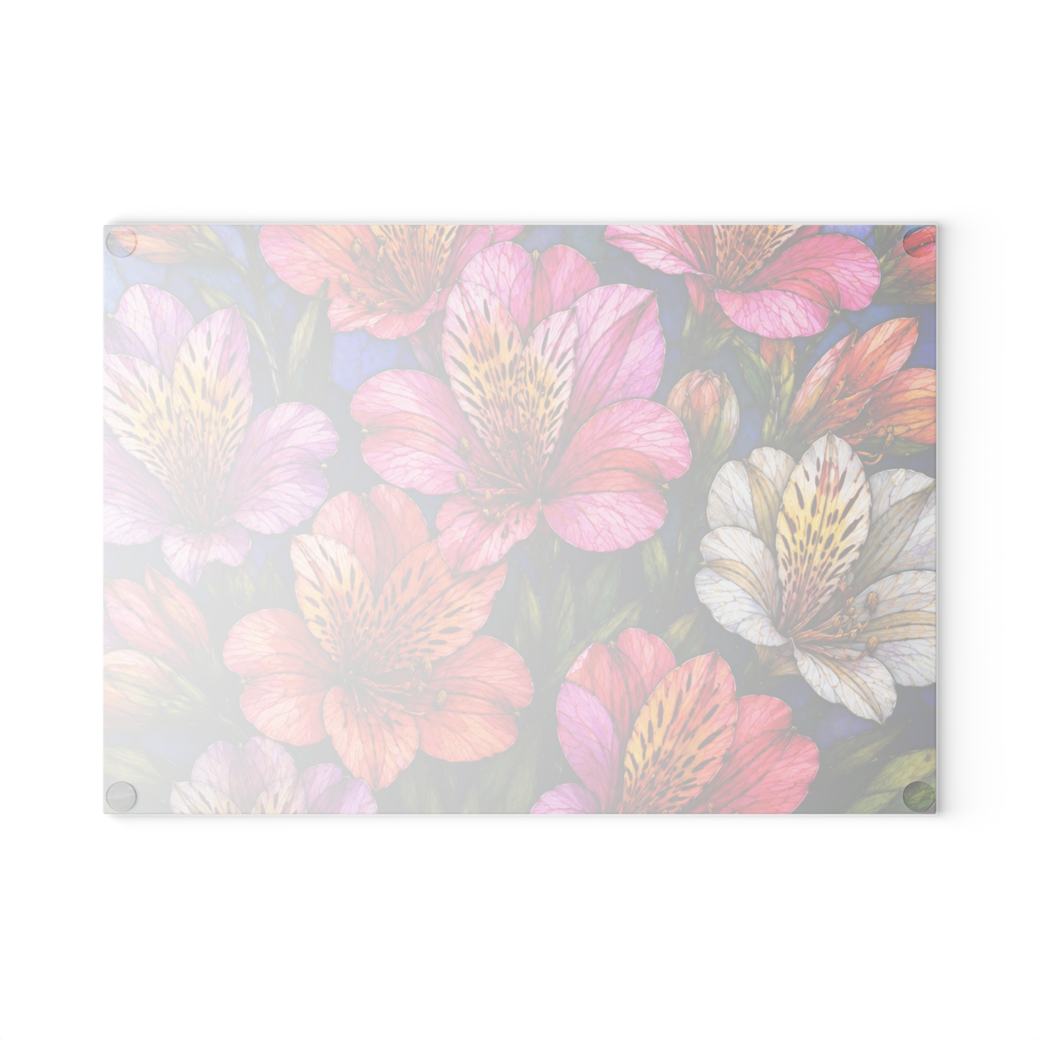 Floral Alstroemeria Glass Cutting Board — Colorful Watercolor Kitchen Decor WILOMART - Image 3